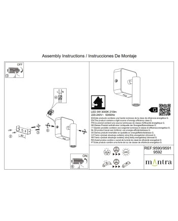 POPA * APLIQUE LECTOR 3W 3000K ORO
